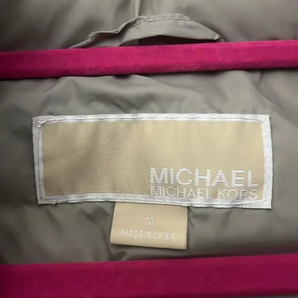 Michael Kors Grey Puffer Coat with Faux Fur Hood - Picture 3 of 6